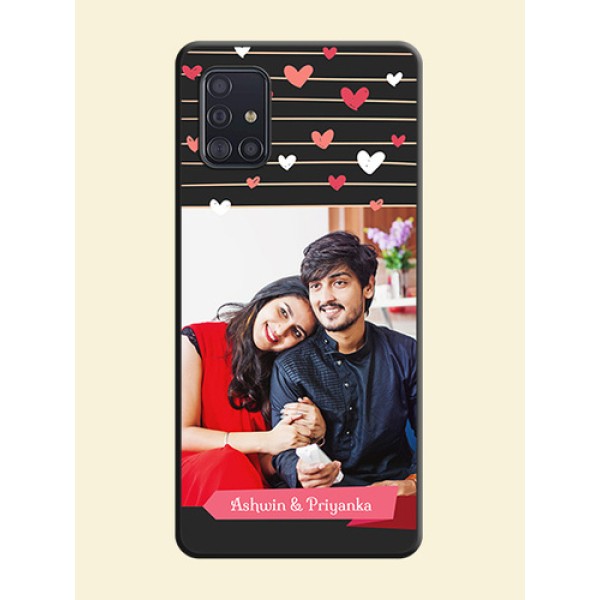 Love Pattern with Name on Pink Ribbon on Photo on Space Black Soft Matte Back Cover - Galaxy A51 Love Pattern with Name on Pink Ribbon on Photo on Space Black Soft Matte Back Cover - Galaxy A51