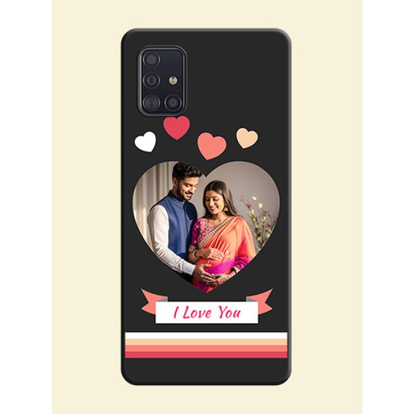 Love Shaped Photo with Colorful Stripes on Personalised Space Black Soft Matte Cases - Galaxy A51