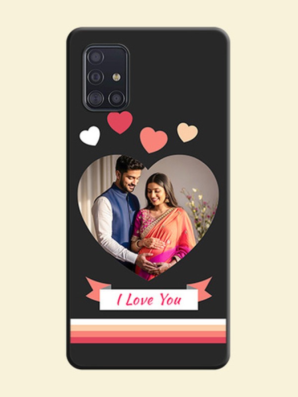 Love Shaped Photo with Colorful Stripes on Personalised Space Black Soft Matte Cases - Galaxy A51
