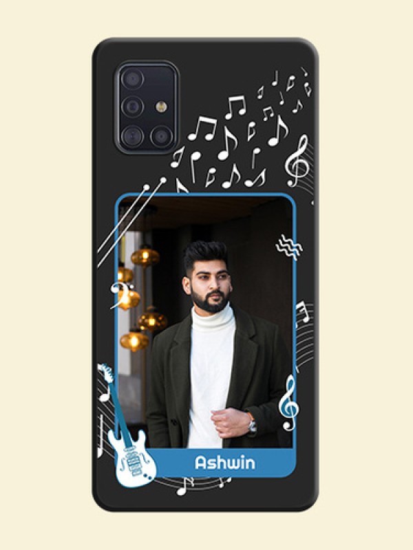 Musical Theme Design with Text on Photo on Space Black Soft Matte Mobile Case - Galaxy A51