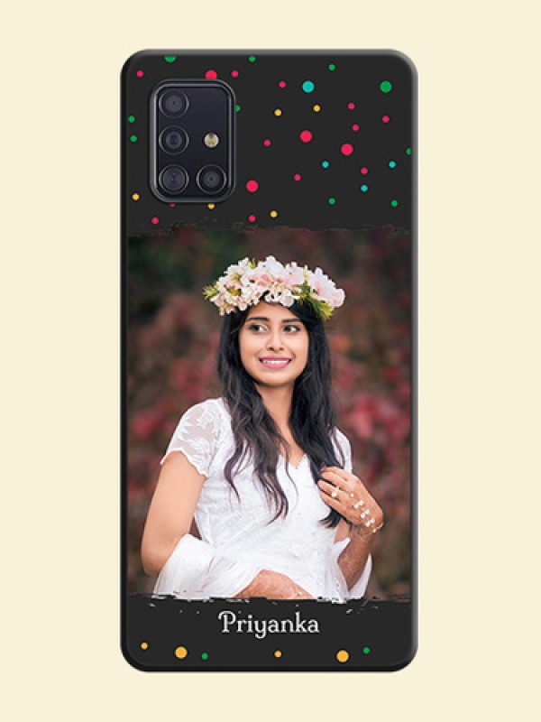 Multicolor Dotted Pattern with Text on Space Black Custom Soft Matte Phone Back Cover - Galaxy A51