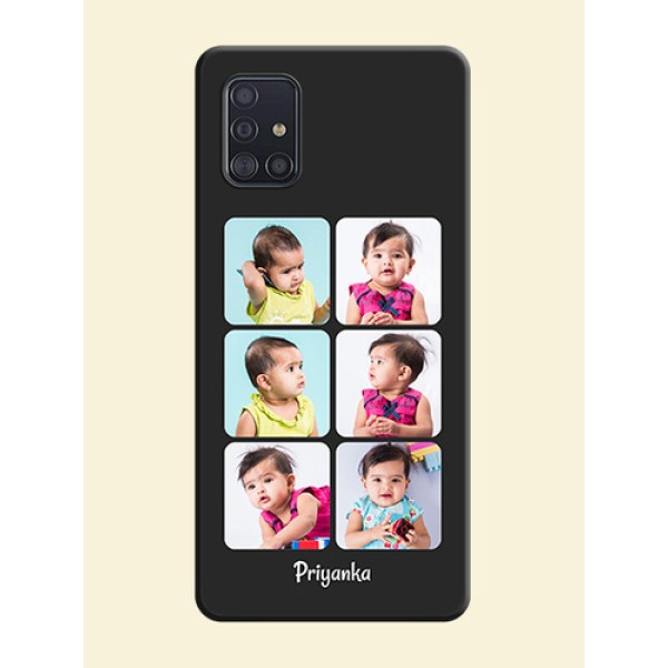 Floral Art with 6 Image Holder on Photo on Space Black Soft Matte Mobile Case - Galaxy A51 Floral Art with 6 Image Holder on Photo on Space Black Soft Matte Mobile Case - Galaxy A51