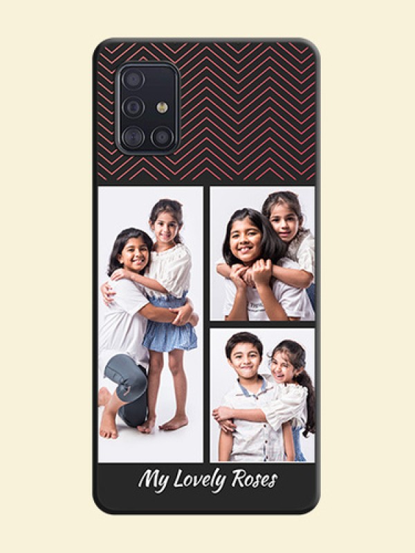 Wave Pattern with 3 Image Holder on Space Black Custom Soft Matte Back Cover - Galaxy A51
