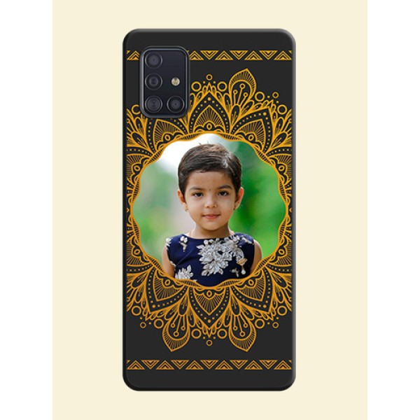 Round Image with Floral Design on Photo on Space Black Soft Matte Mobile Cover - Galaxy A51 Round Image with Floral Design on Photo on Space Black Soft Matte Mobile Cover - Galaxy A51