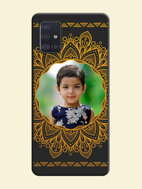 Round Image with Floral Design on Photo on Space Black Soft Matte Mobile Cover - Galaxy A51