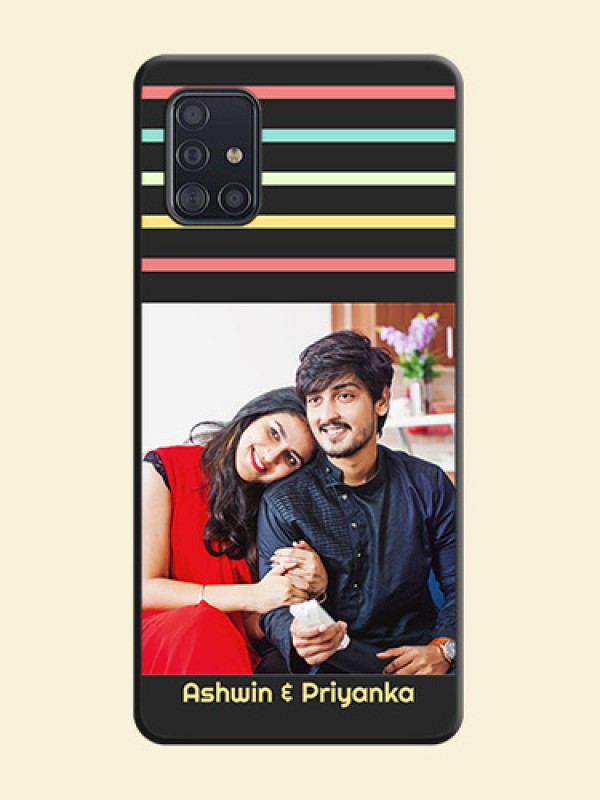 Color Stripes with Photo and Text on Photo on Space Black Soft Matte Mobile Case - Galaxy A51