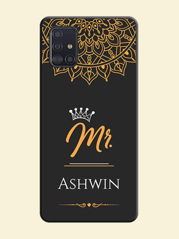 Mr Name with Floral Design  on Personalised Space Black Soft Matte Cases - Galaxy A51