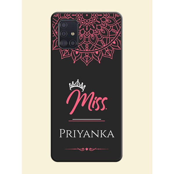 Mrs Name with Floral Design on Space Black Personalized Soft Matte Phone Covers - Galaxy A51 Mrs Name with Floral Design on Space Black Personalized Soft Matte Phone Covers - Galaxy A51