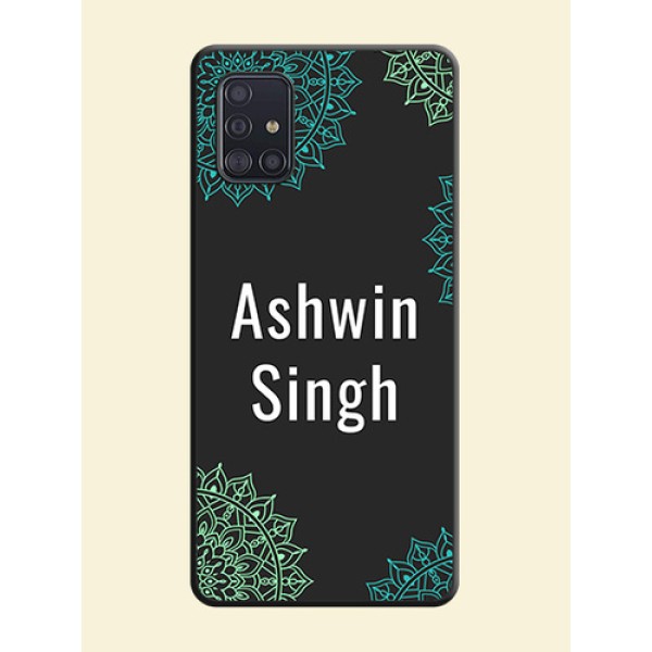 Your Name with Floral Design on Space Black Custom Soft Matte Back Cover - Galaxy A51