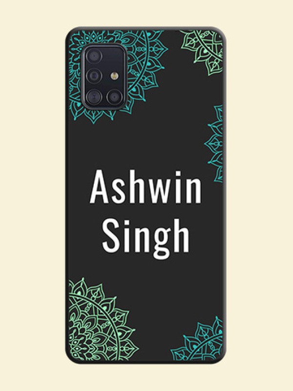 Your Name with Floral Design on Space Black Custom Soft Matte Back Cover - Galaxy A51
