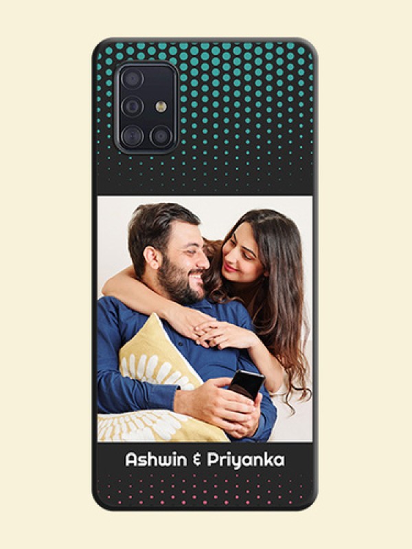 Faded Dots with Grunge Photo Frame and Text on Space Black Custom Soft Matte Phone Cases - Galaxy A51