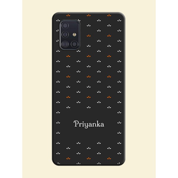 Simple Pattern With Custom Text On Space Black Personalized Soft Matte Phone Covers -Samsung Galaxy A51 Simple Pattern With Custom Text On Space Black Personalized Soft Matte Phone Covers -Samsung Galaxy A51
