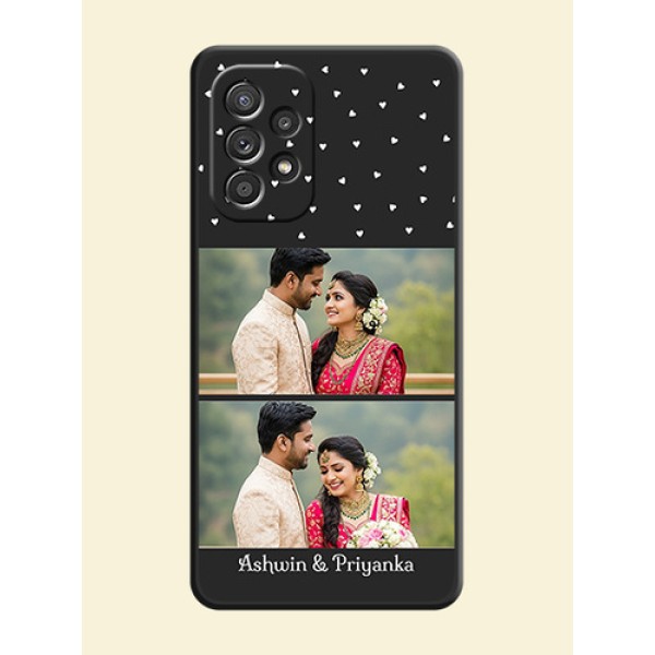 Miniature Love Symbols with Name on Space Black Custom Soft Matte Back Cover - Galaxy A52s 5G Miniature Love Symbols with Name on Space Black Custom Soft Matte Back Cover - Galaxy A52s 5G