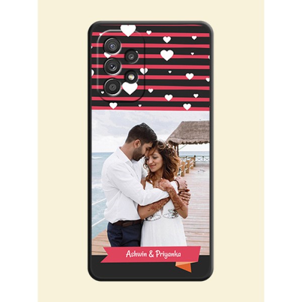 White Color Love Symbols with Pink Lines Pattern on Space Black Custom Soft Matte Phone Cases - Galaxy A52s 5G White Color Love Symbols with Pink Lines Pattern on Space Black Custom Soft Matte Phone Cases - Galaxy A52s 5G
