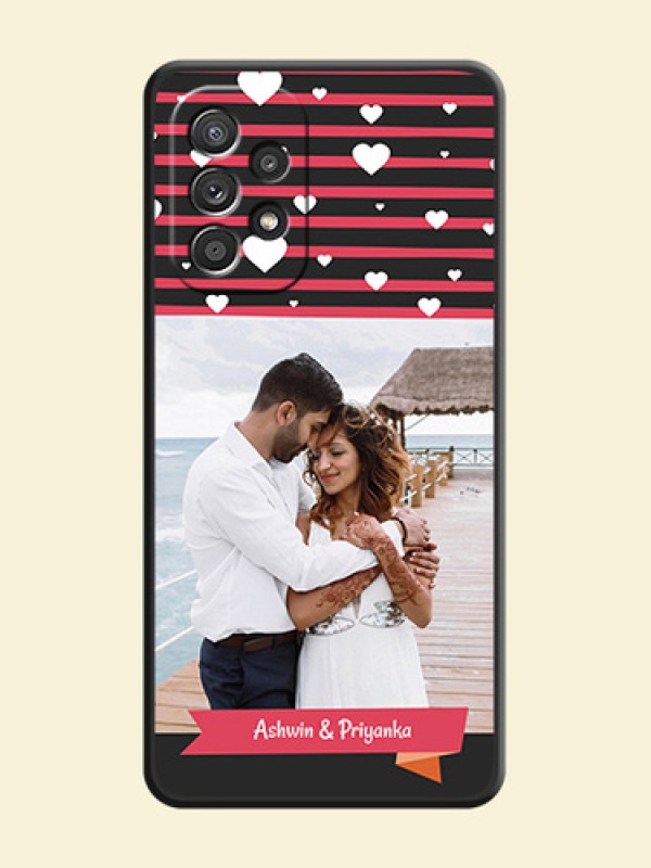 White Color Love Symbols with Pink Lines Pattern on Space Black Custom Soft Matte Phone Cases - Galaxy A52s 5G