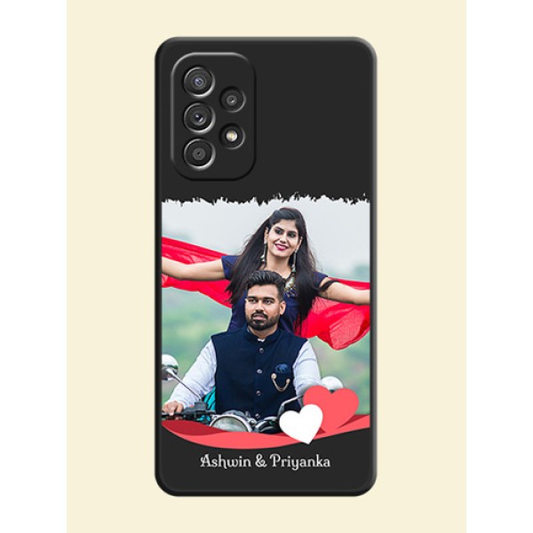 Pin Color Love Shaped Ribbon Design with Text on Space Black Custom Soft Matte Phone Back Cover - Galaxy A52s 5G Pin Color Love Shaped Ribbon Design with Text on Space Black Custom Soft Matte Phone Back Cover - Galaxy A52s 5G