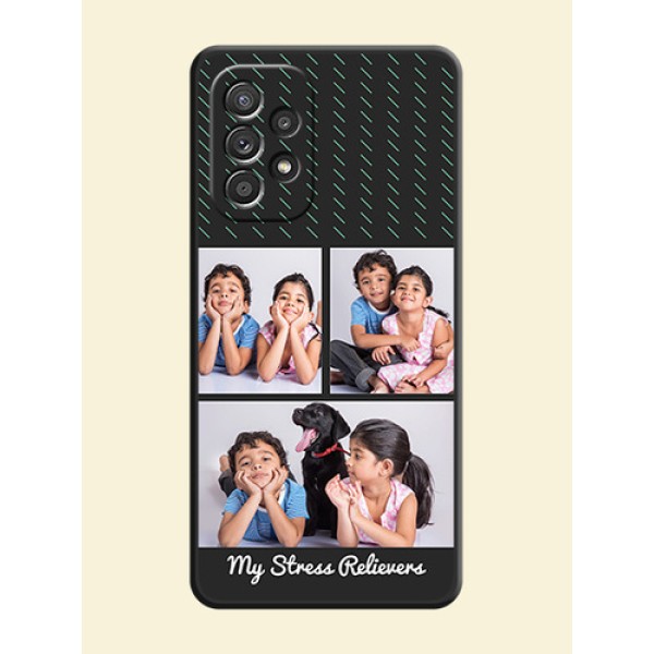 Cross Dotted Pattern with 2 Image Holder on Personalised Space Black Soft Matte Cases - Galaxy A52s 5G Cross Dotted Pattern with 2 Image Holder on Personalised Space Black Soft Matte Cases - Galaxy A52s 5G