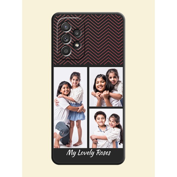 Wave Pattern with 3 Image Holder on Space Black Custom Soft Matte Back Cover - Galaxy A52s 5G Wave Pattern with 3 Image Holder on Space Black Custom Soft Matte Back Cover - Galaxy A52s 5G