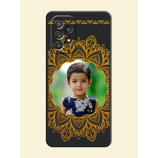 Round Image with Floral Design on Photo on Space Black Soft Matte Mobile Cover - Galaxy A52s 5G Round Image with Floral Design on Photo on Space Black Soft Matte Mobile Cover - Galaxy A52s 5G