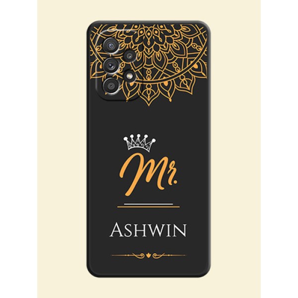 Mr Name with Floral Design on Personalised Space Black Soft Matte Cases - Galaxy A52s 5G Mr Name with Floral Design on Personalised Space Black Soft Matte Cases - Galaxy A52s 5G