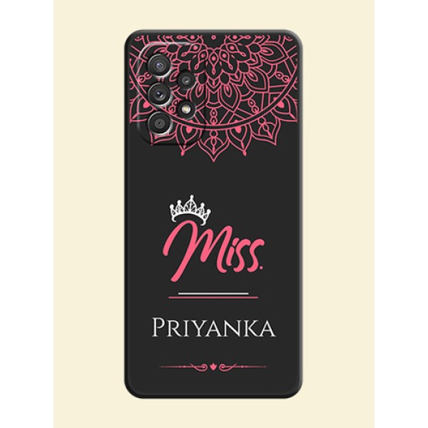 Mrs Name with Floral Design on Space Black Personalized Soft Matte Phone Covers - Galaxy A52s 5G Mrs Name with Floral Design on Space Black Personalized Soft Matte Phone Covers - Galaxy A52s 5G
