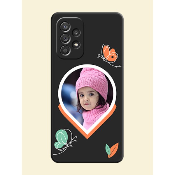 Upload Pic With Simple Butterly Design On Space Black Personalized Soft Matte Phone Covers -Samsung Galaxy A52S 5G Upload Pic With Simple Butterly Design On Space Black Personalized Soft Matte Phone Covers -Samsung Galaxy A52S 5G