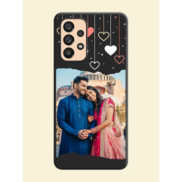 Love Hangings with Splash Wave Picture on Space Black Custom Soft Matte Phone Back Cover - Galaxy A53 5G Love Hangings with Splash Wave Picture on Space Black Custom Soft Matte Phone Back Cover - Galaxy A53 5G