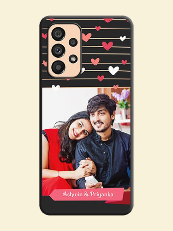 Love Pattern with Name on Pink Ribbon  on Photo on Space Black Soft Matte Back Cover - Galaxy A53 5G