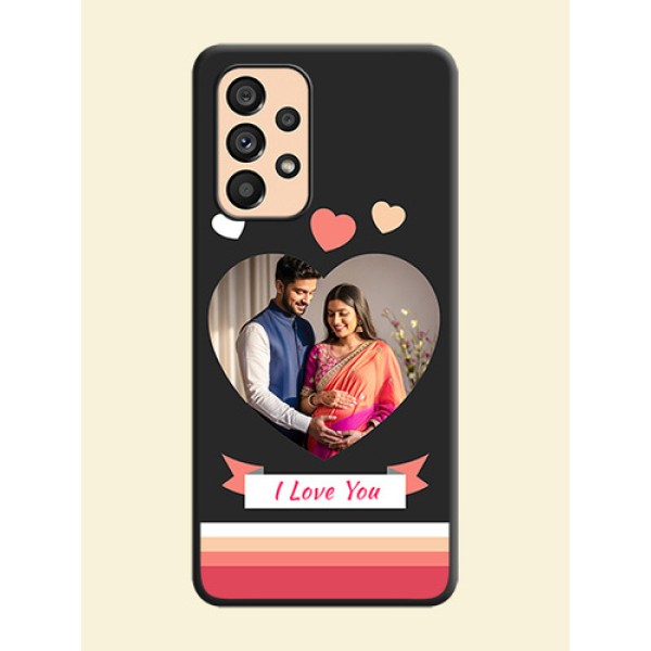 Love Shaped Photo with Colorful Stripes on Personalised Space Black Soft Matte Cases - Galaxy A53 5G