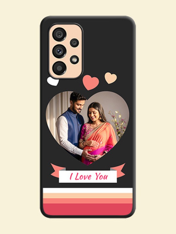 Love Shaped Photo with Colorful Stripes on Personalised Space Black Soft Matte Cases - Galaxy A53 5G