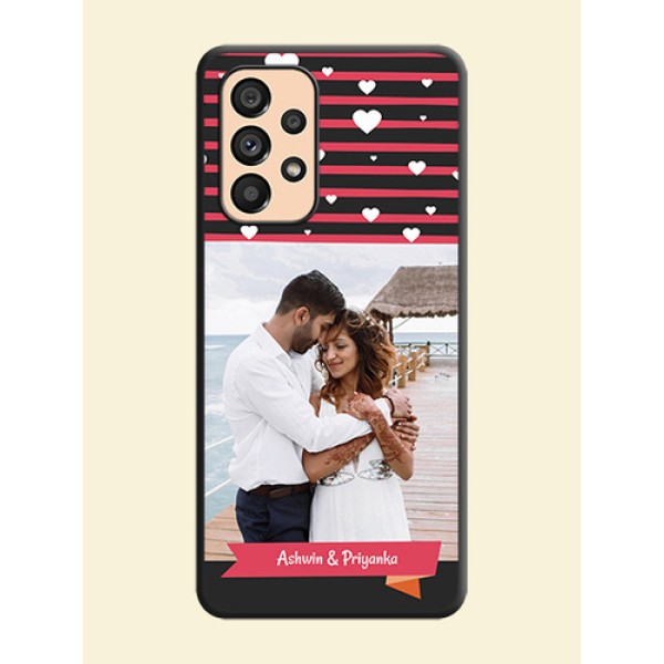 White Color Love Symbols with Pink Lines Pattern on Space Black Custom Soft Matte Phone Cases - Galaxy A53 5G White Color Love Symbols with Pink Lines Pattern on Space Black Custom Soft Matte Phone Cases - Galaxy A53 5G