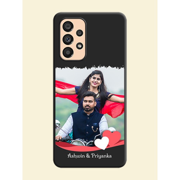 Pin Color Love Shaped Ribbon Design with Text on Space Black Custom Soft Matte Phone Back Cover - Galaxy A53 5G Pin Color Love Shaped Ribbon Design with Text on Space Black Custom Soft Matte Phone Back Cover - Galaxy A53 5G