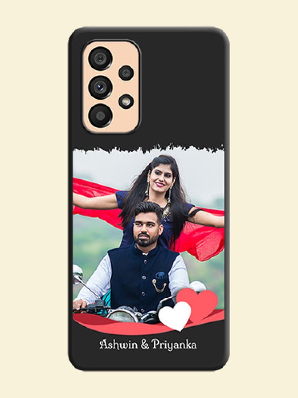 Pin Color Love Shaped Ribbon Design with Text on Space Black Custom Soft Matte Phone Back Cover - Galaxy A53 5G