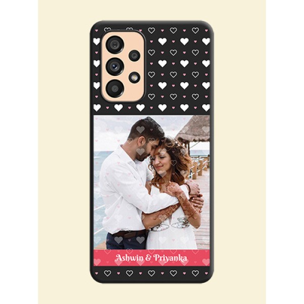 White Color Love Symbols with Text Design on Photo on Space Black Soft Matte Phone Cover - Galaxy A53 5G White Color Love Symbols with Text Design on Photo on Space Black Soft Matte Phone Cover - Galaxy A53 5G