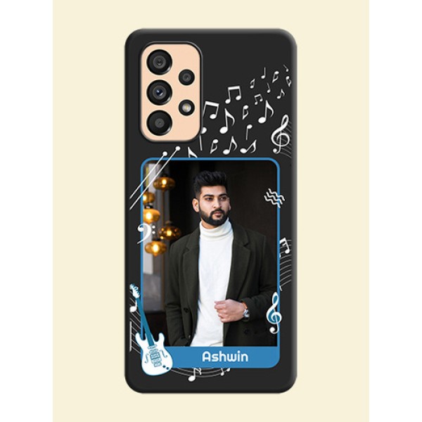 Musical Theme Design with Text on Photo on Space Black Soft Matte Mobile Case - Galaxy A53 5G