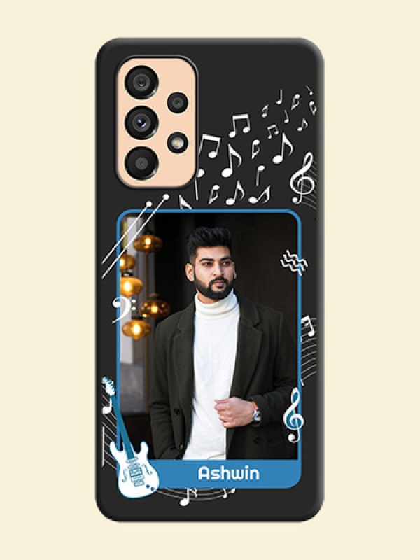 Musical Theme Design with Text on Photo on Space Black Soft Matte Mobile Case - Galaxy A53 5G