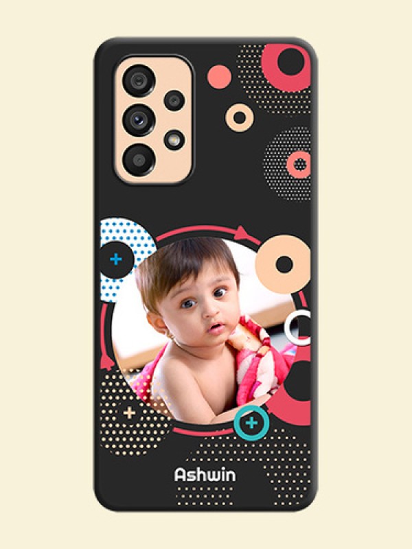 Multicoloured Round Image on Personalised Space Black Soft Matte Cases - Galaxy A53 5G