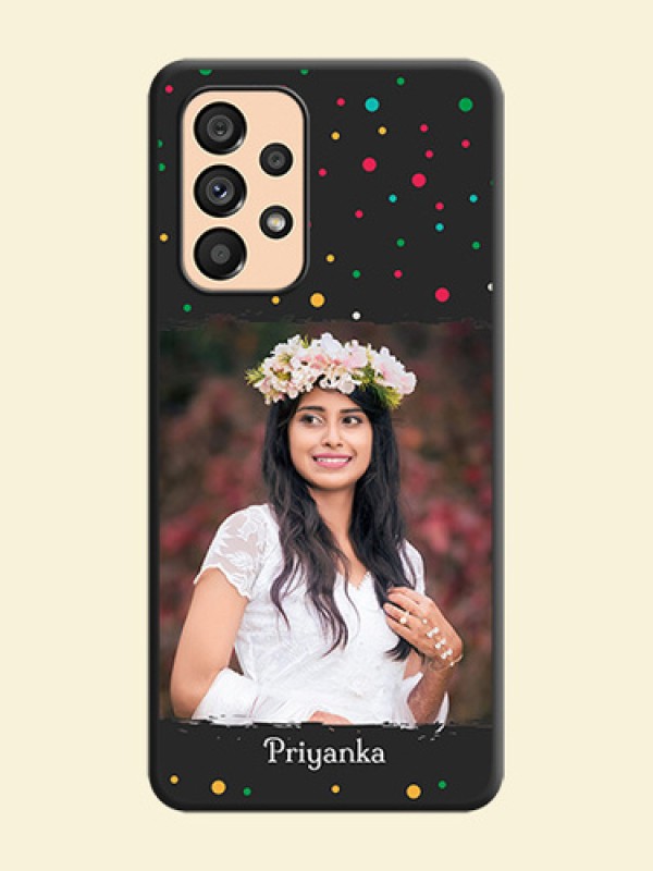 Multicolor Dotted Pattern with Text on Space Black Custom Soft Matte Phone Back Cover - Galaxy A53 5G