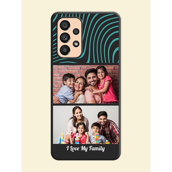 Wave Pattern with 2 Image Holder on Space Black Personalized Soft Matte Phone Covers - Galaxy A53 5G Wave Pattern with 2 Image Holder on Space Black Personalized Soft Matte Phone Covers - Galaxy A53 5G