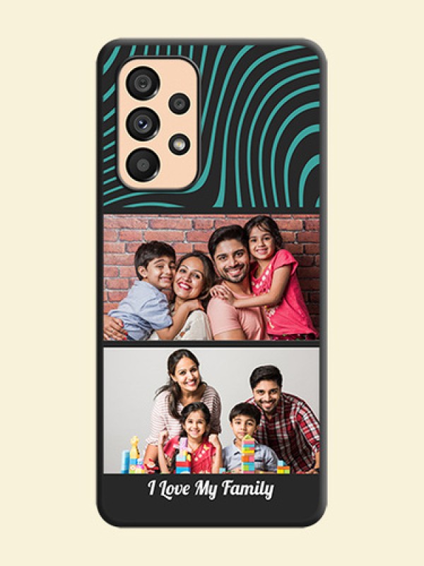 Wave Pattern with 2 Image Holder on Space Black Personalized Soft Matte Phone Covers - Galaxy A53 5G