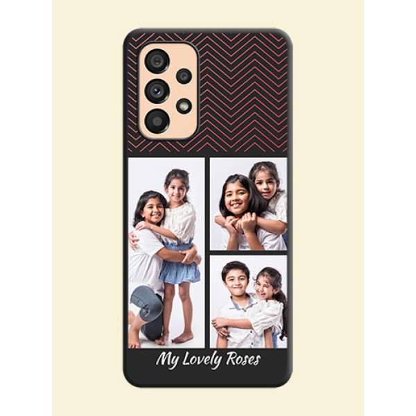 Wave Pattern with 3 Image Holder on Space Black Custom Soft Matte Back Cover - Galaxy A53 5G Wave Pattern with 3 Image Holder on Space Black Custom Soft Matte Back Cover - Galaxy A53 5G