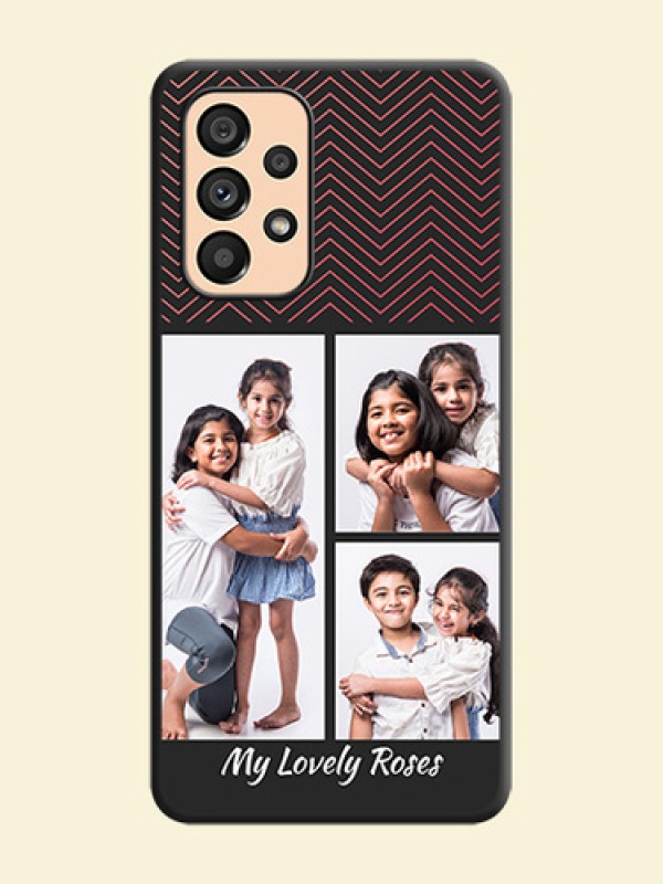 Wave Pattern with 3 Image Holder on Space Black Custom Soft Matte Back Cover - Galaxy A53 5G