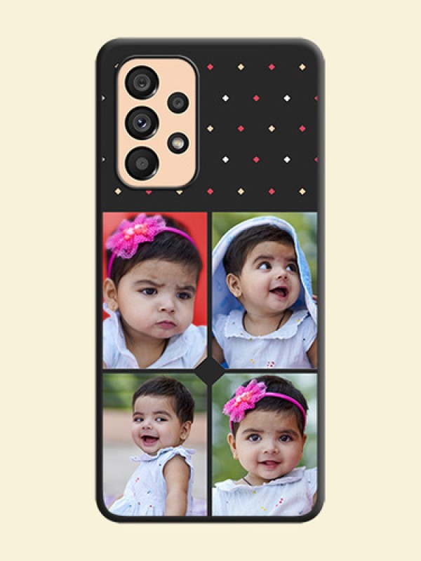 Multicolor Dotted Pattern with 4 Image Holder on Space Black Custom Soft Matte Phone Cases - Galaxy A53 5G