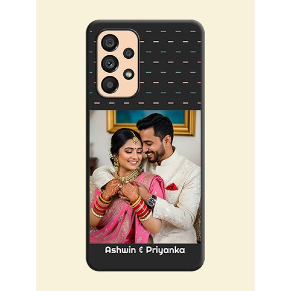 Line Pattern Design with Text on Space Black Custom Soft Matte Phone Back Cover - Galaxy A53 5G Line Pattern Design with Text on Space Black Custom Soft Matte Phone Back Cover - Galaxy A53 5G