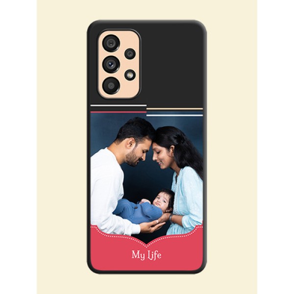Classic Plain Design with Name on Photo on Space Black Soft Matte Phone Cover - Galaxy A53 5G Classic Plain Design with Name on Photo on Space Black Soft Matte Phone Cover - Galaxy A53 5G