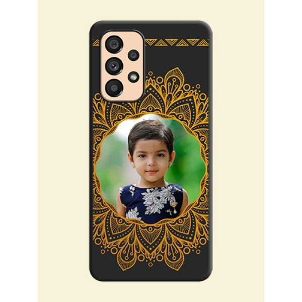 Round Image with Floral Design on Photo on Space Black Soft Matte Mobile Cover - Galaxy A53 5G Round Image with Floral Design on Photo on Space Black Soft Matte Mobile Cover - Galaxy A53 5G