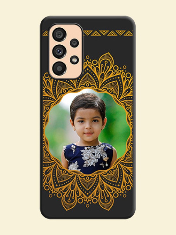 Round Image with Floral Design on Photo on Space Black Soft Matte Mobile Cover - Galaxy A53 5G