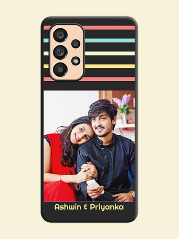 Color Stripes with Photo and Text on Photo on Space Black Soft Matte Mobile Case - Galaxy A53 5G