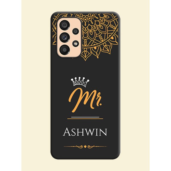 Mr Name with Floral Design on Personalised Space Black Soft Matte Cases - Galaxy A53 5G Mr Name with Floral Design on Personalised Space Black Soft Matte Cases - Galaxy A53 5G