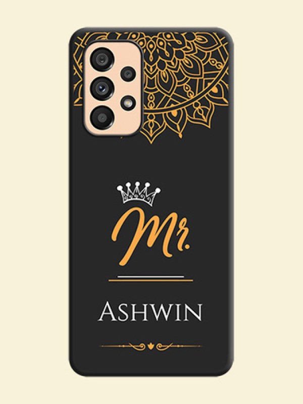 Mr Name with Floral Design  on Personalised Space Black Soft Matte Cases - Galaxy A53 5G